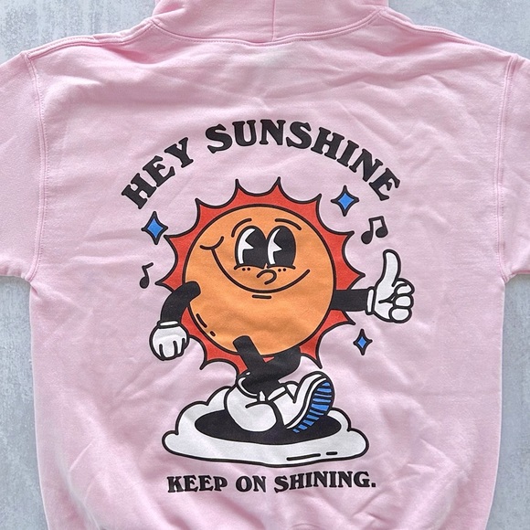 🌼 'HEY SUNSHINE' Hoodie in Pink, Unisex S (fits Womens S/M) NEW - Picture 5 of 5